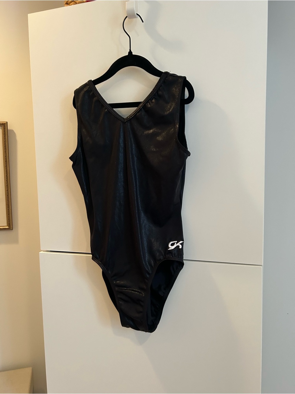 GK Black Shiny Gymnastics Leotard -Size CM